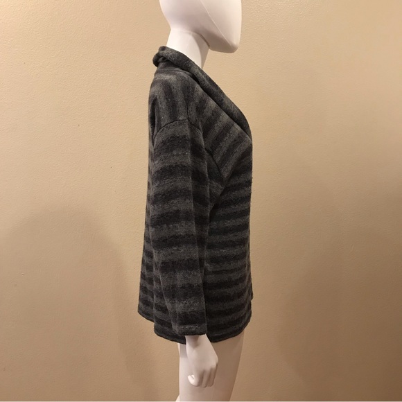 Jones New York Cowl Neck Sweater Womens Large Grey Stripe Acrylic Wool Blend - Picture 7 of 9